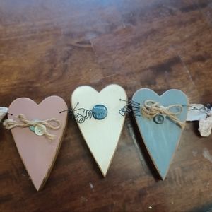 Rustic Heart Wall Decor Set - Brown, Cream, Gray